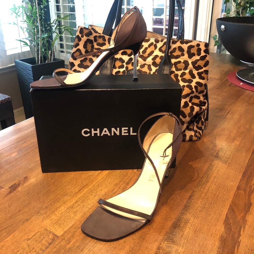 Chanel Ombre Silk Lucite strappy heels 39 8 shoes